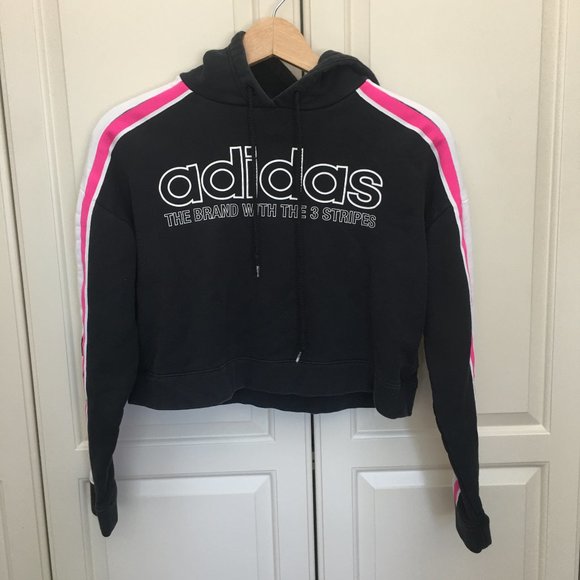 white adidas hoodie with black stripes
